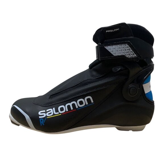 Salomon Black With White & Blue Accents R Prolink Cross Country Ski Boots Sz 13 - Picture 3 of 10
